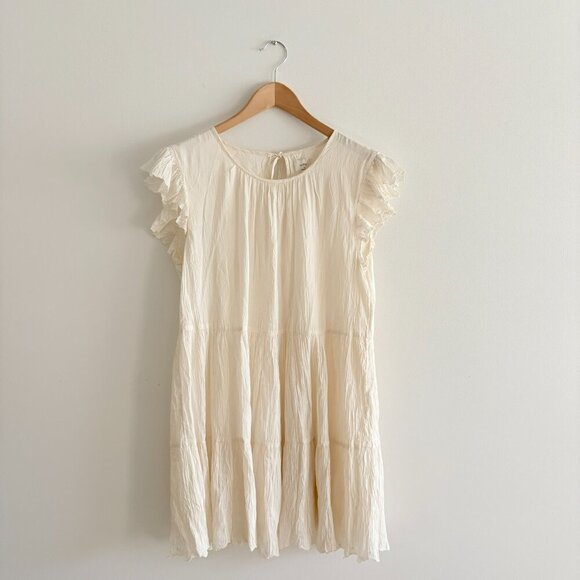 Aritzia Wilfred La  Boheme Sidonie Ruffled Scalloped Dress Light Birch Sz Small - Picture 4 of 7